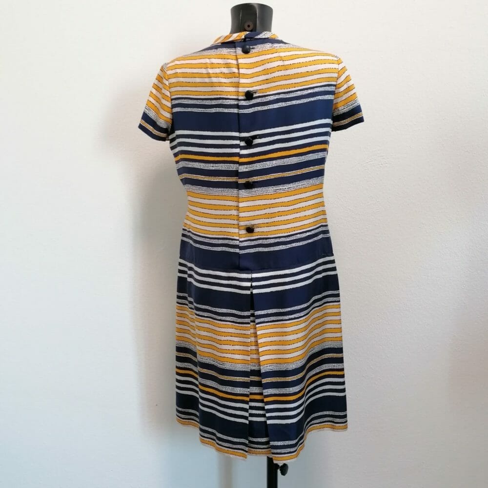 Abito rigato giallo e blu anni 60 - immagine 2