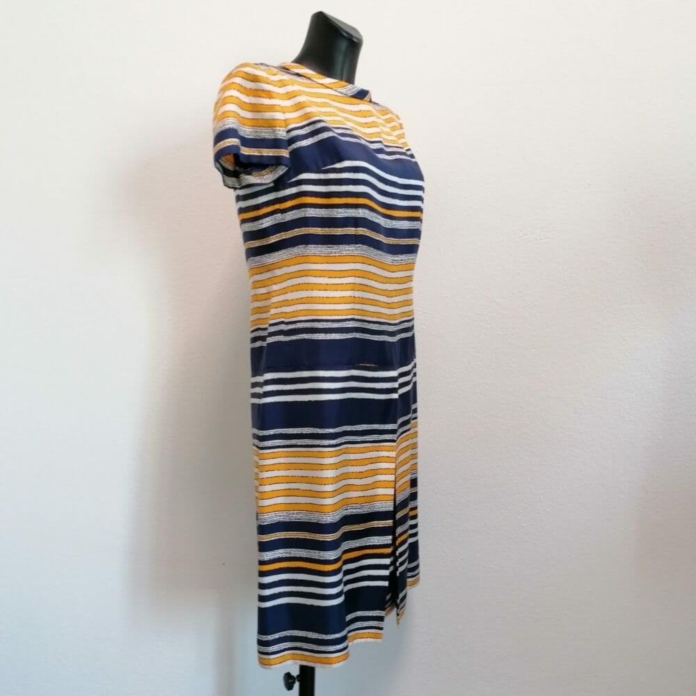 Abito rigato giallo e blu anni 60 - immagine 4