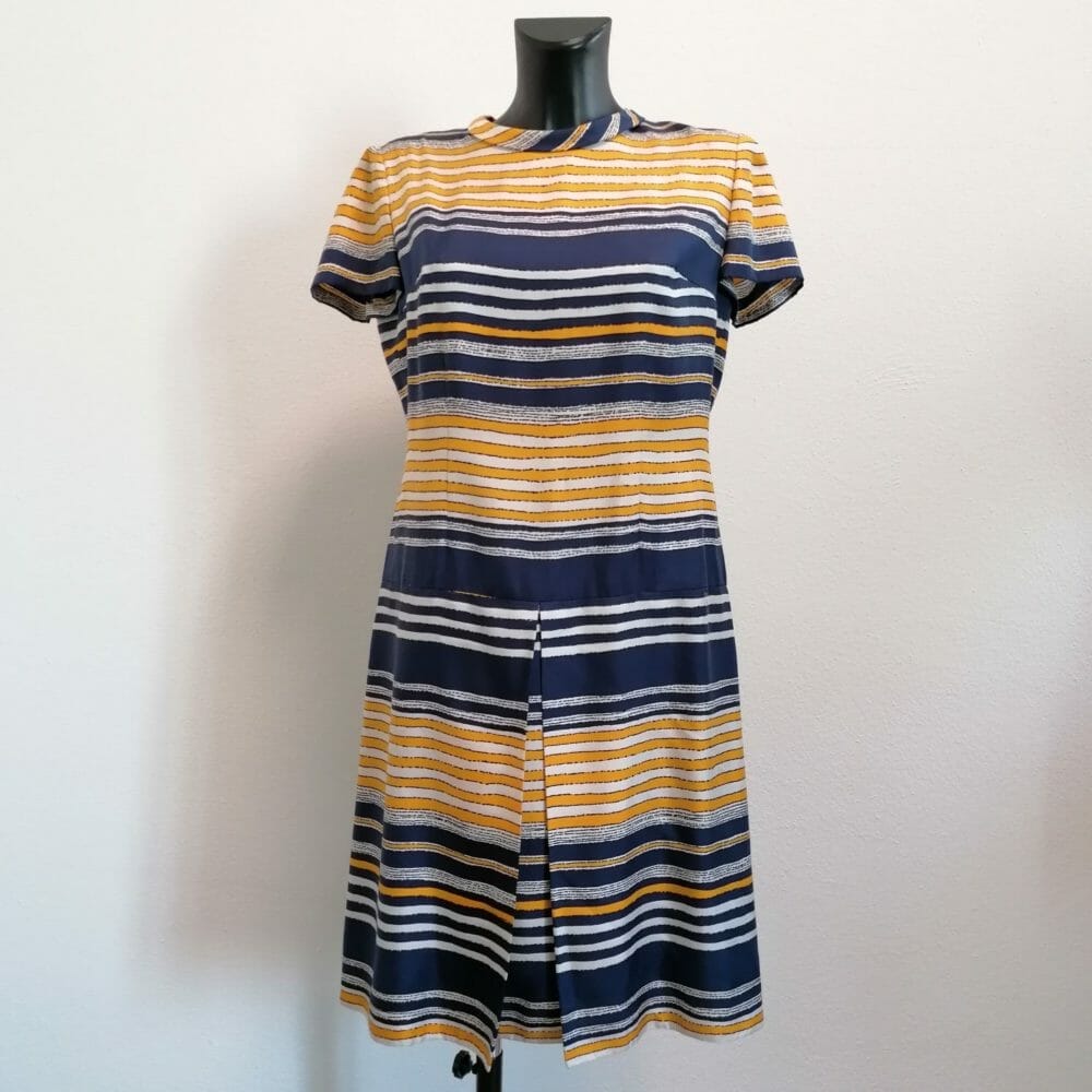 Abito rigato giallo e blu anni 60 - immagine 5