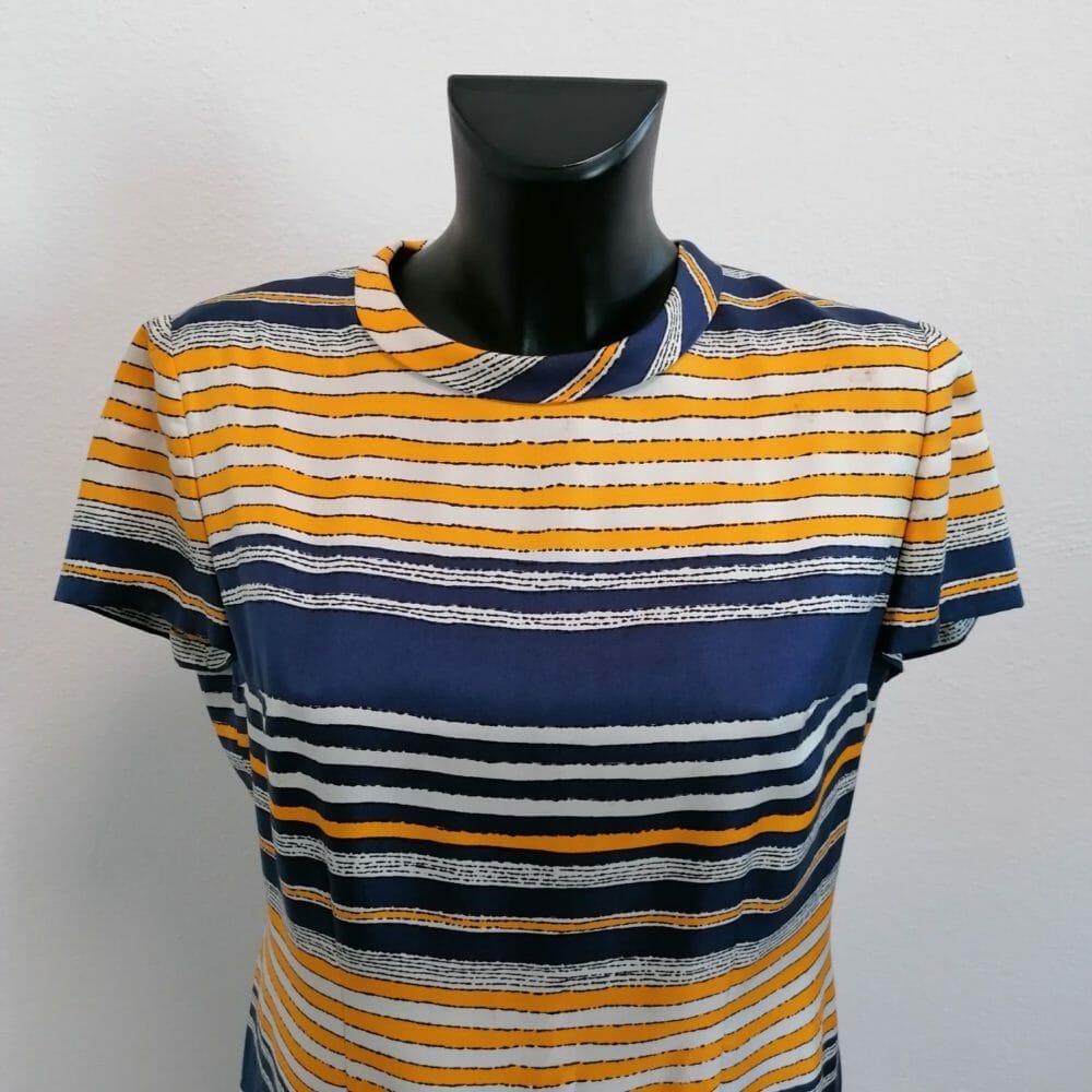 Abito rigato giallo e blu anni 60 - immagine 6