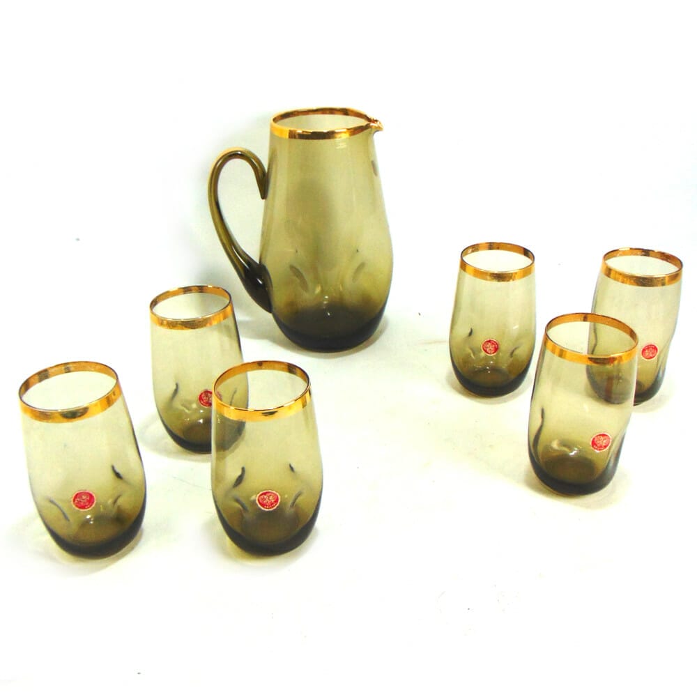 Servizio per acqua in cristallo brunito