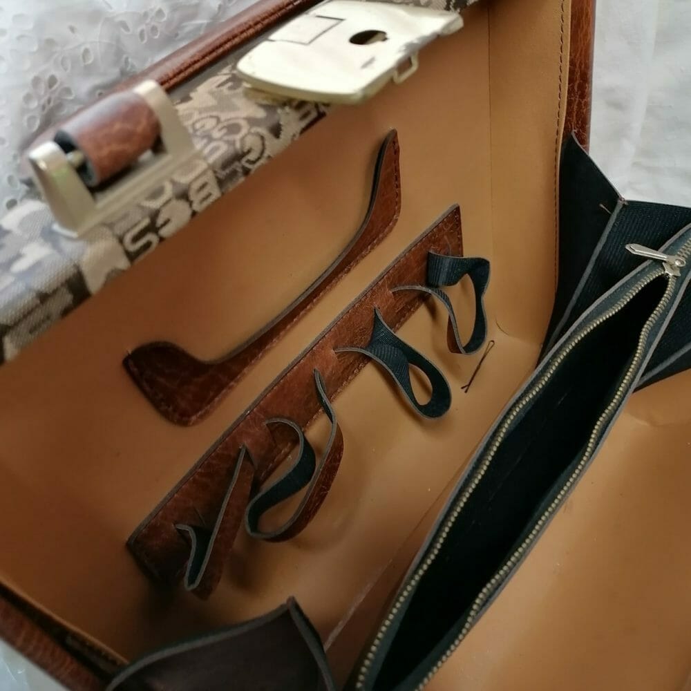 Borsa di pelle e tessuto utilità /beauty - immagine 3