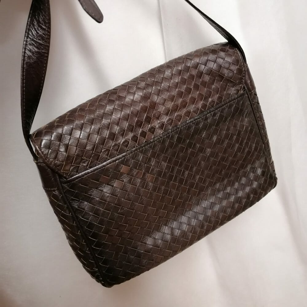 Borsa in pelle intrecciata marrone - immagine 2