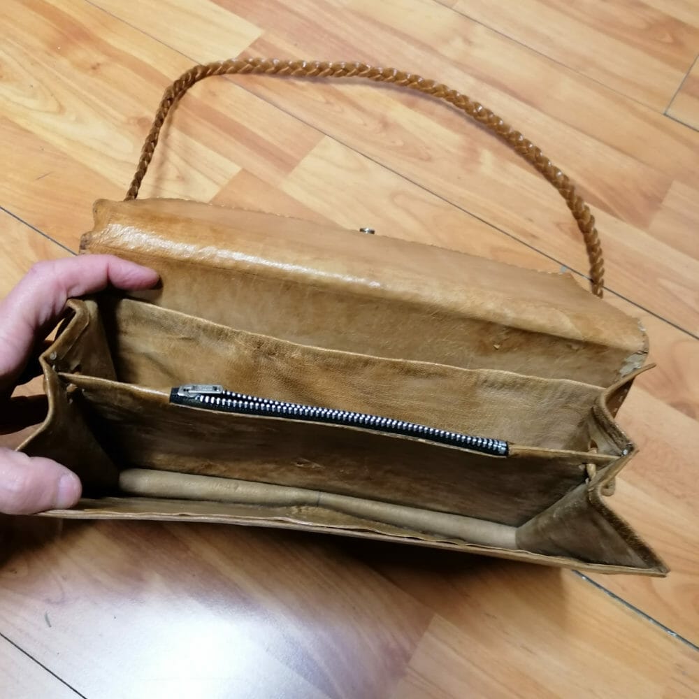 Borsa in vera pelle di rettile marrone - immagine 3