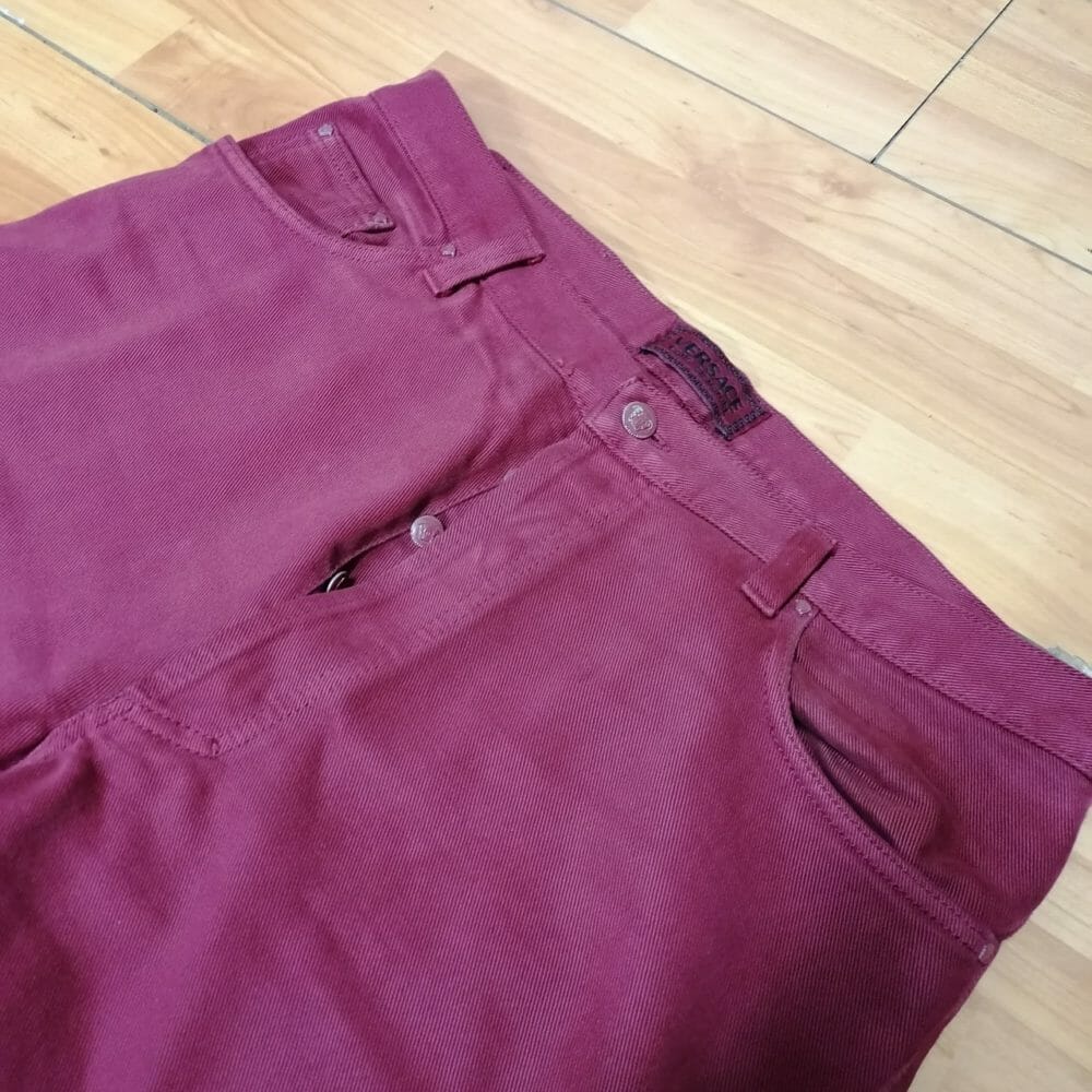 Jeans Versace, modello classico, bordeaux - immagine 2