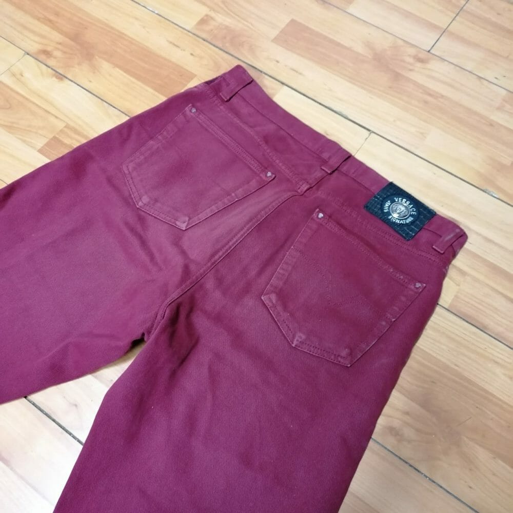 Jeans Versace, modello classico, bordeaux - immagine 3