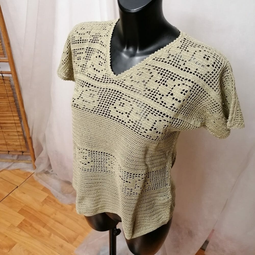 Maglia in filo di cotone fatta a mano - immagine 2