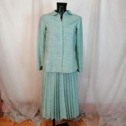 completo vintage camicia e gonna a pieghe azzurro
