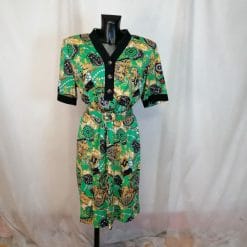 vestito verde vintage con cintura