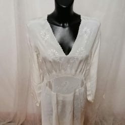 camicia da notte vintage in seta bianca