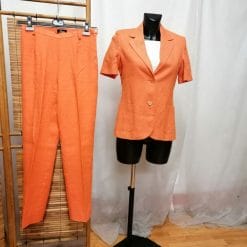 completo giacca e pantalone in lino da donna arancione