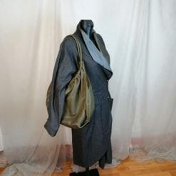 mandarina duck borsa usata in pelle verde grandi dimensioni