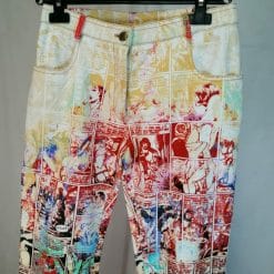 jeans pantaloni handmade colorati a fumetti