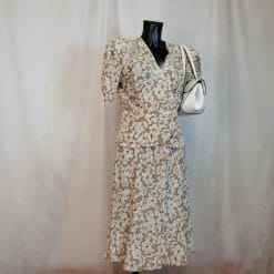 completo vintage di seta a fiori beige