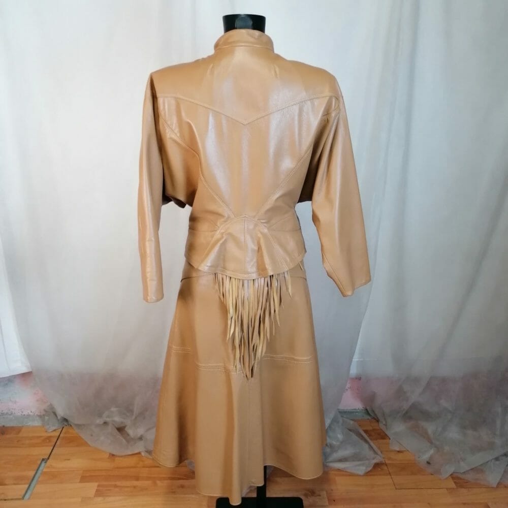 Completo in pelle anni 80 beige da donna - immagine 6