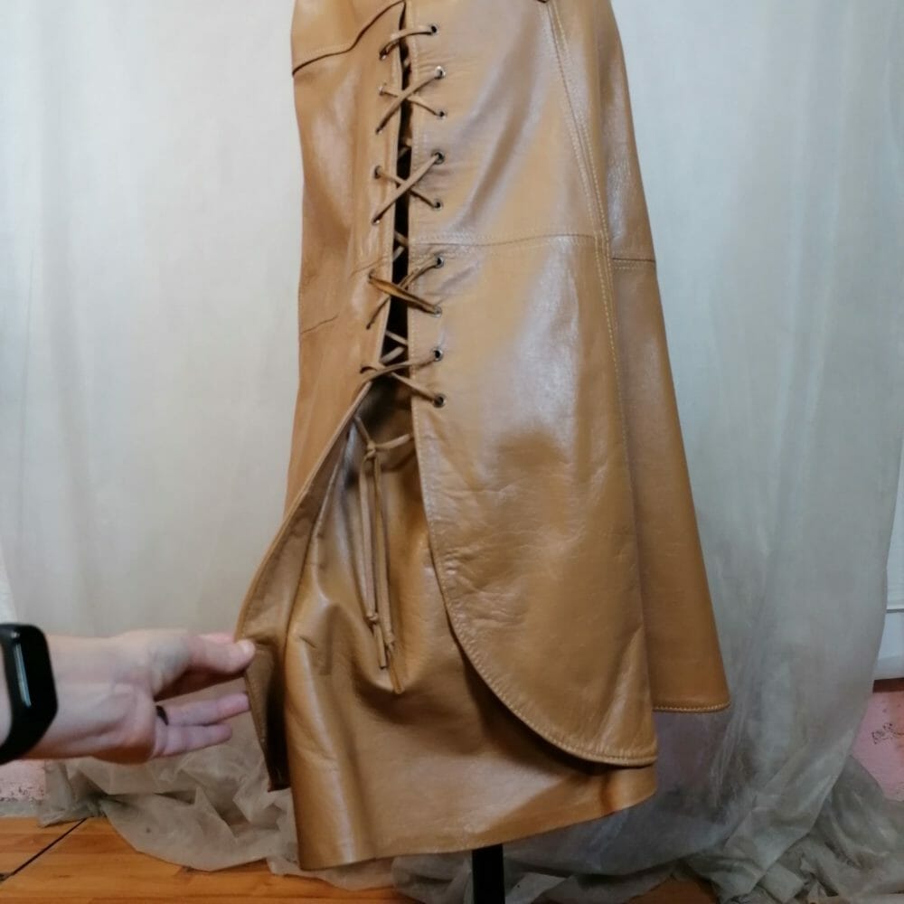 Completo in pelle anni 80 beige da donna - immagine 9