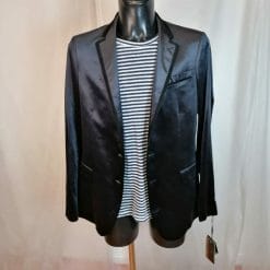 Roberto Cavalli blazer in velluto di seta lucido e cotone in una tonalità cangiante tra il nero li blu e il viola. Nuovo con cartellino.