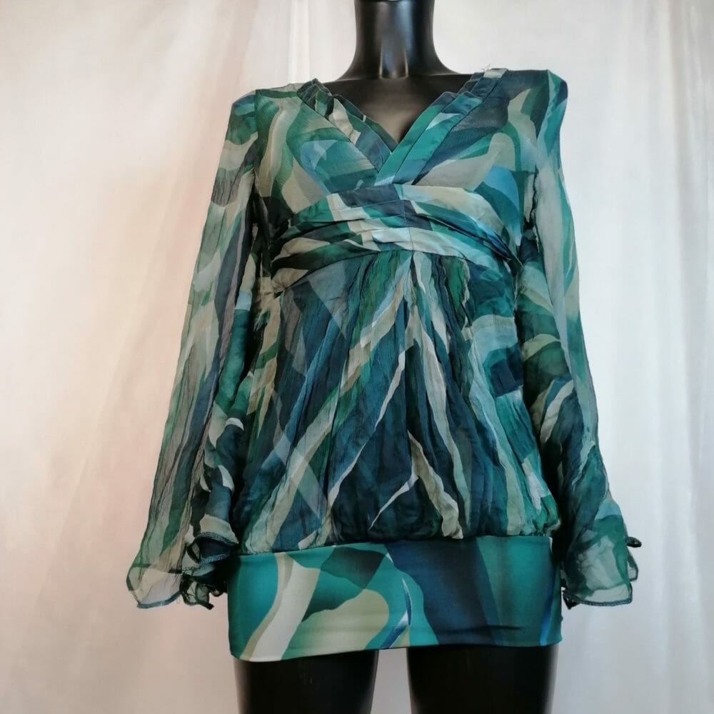 Orna Farho, blusa in seta con maniche ad ala - immagine 3