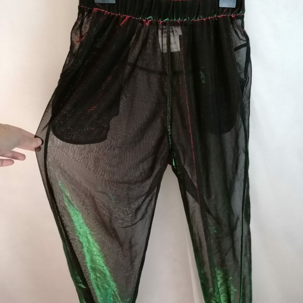 Andrea Crews Parigi, pantaloni trasparenti cangianti