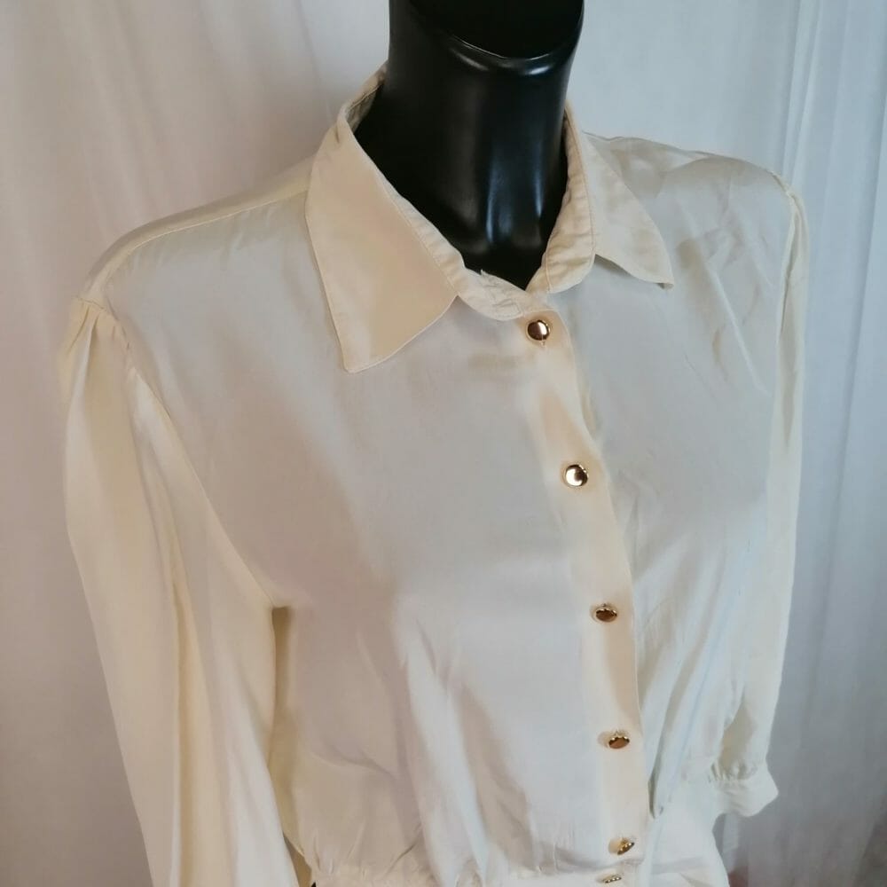 Camicetta di seta vintage color panna - immagine 3