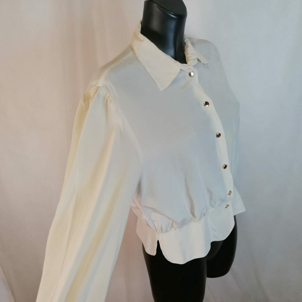 Camicetta di seta vintage color panna - immagine 2