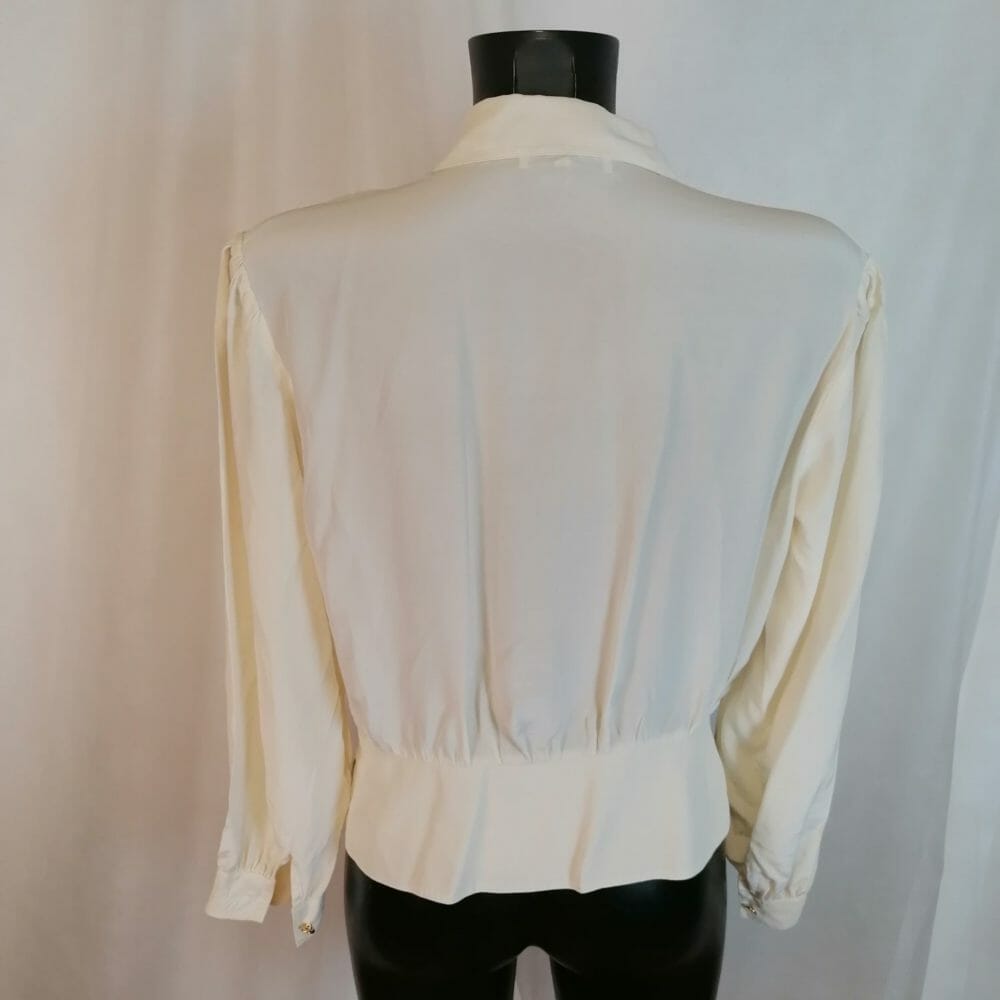 Camicetta di seta vintage color panna - immagine 5