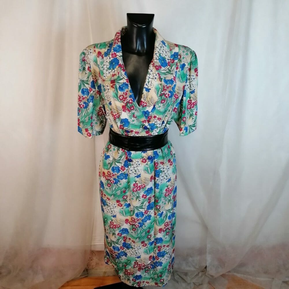 Abito vintage doppiopetto a fiori - immagine 2