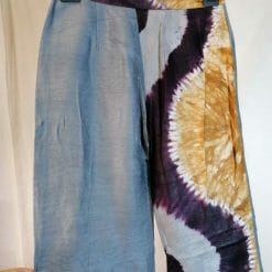 pantaloni tie-dye fatti a mano in misto seta