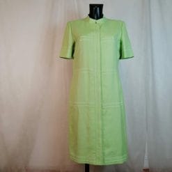 abito vintage verde in viscosa e lino