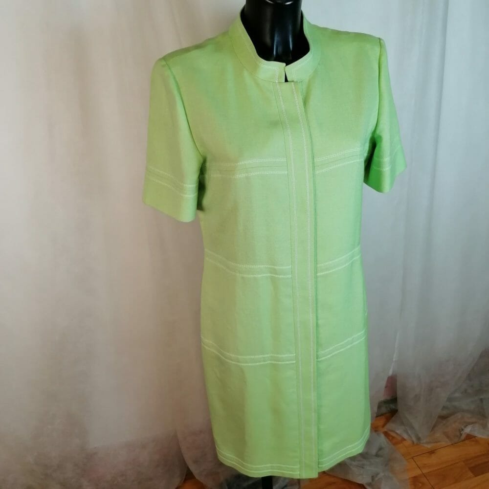 Vestito vintage in viscosa e lino verde - immagine 6