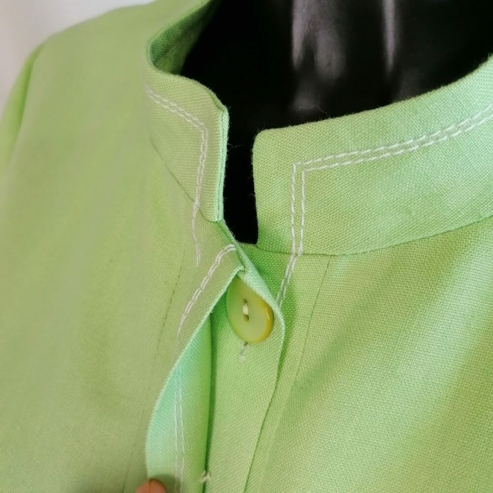 Vestito vintage in viscosa e lino verde - immagine 3