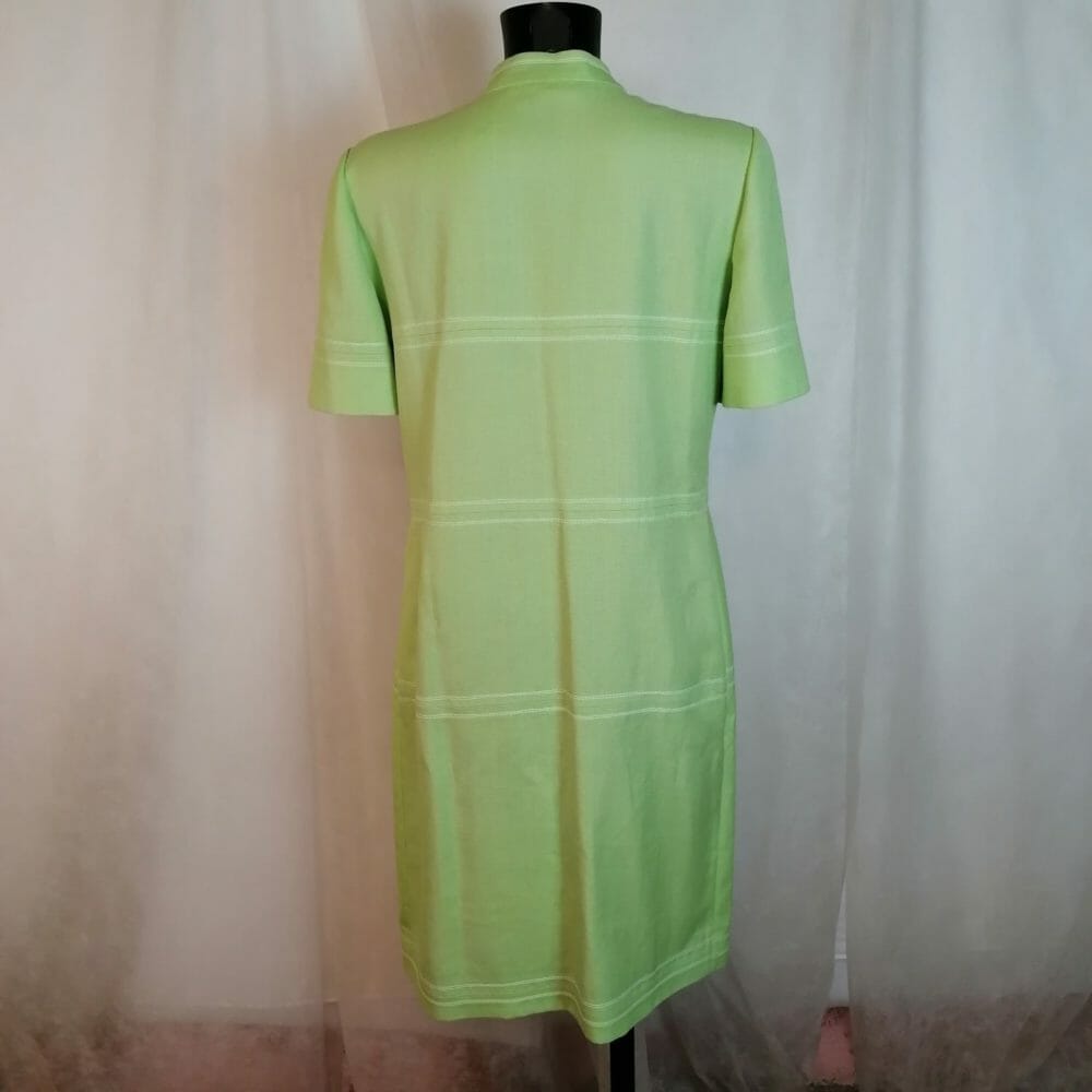Vestito vintage in viscosa e lino verde - immagine 4