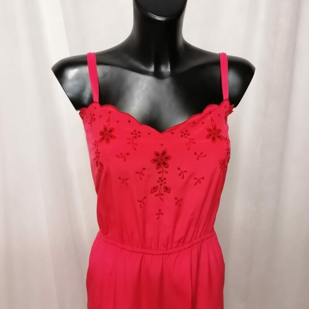 Seta, abito sartoriale ricamato rosso corallo - immagine 7