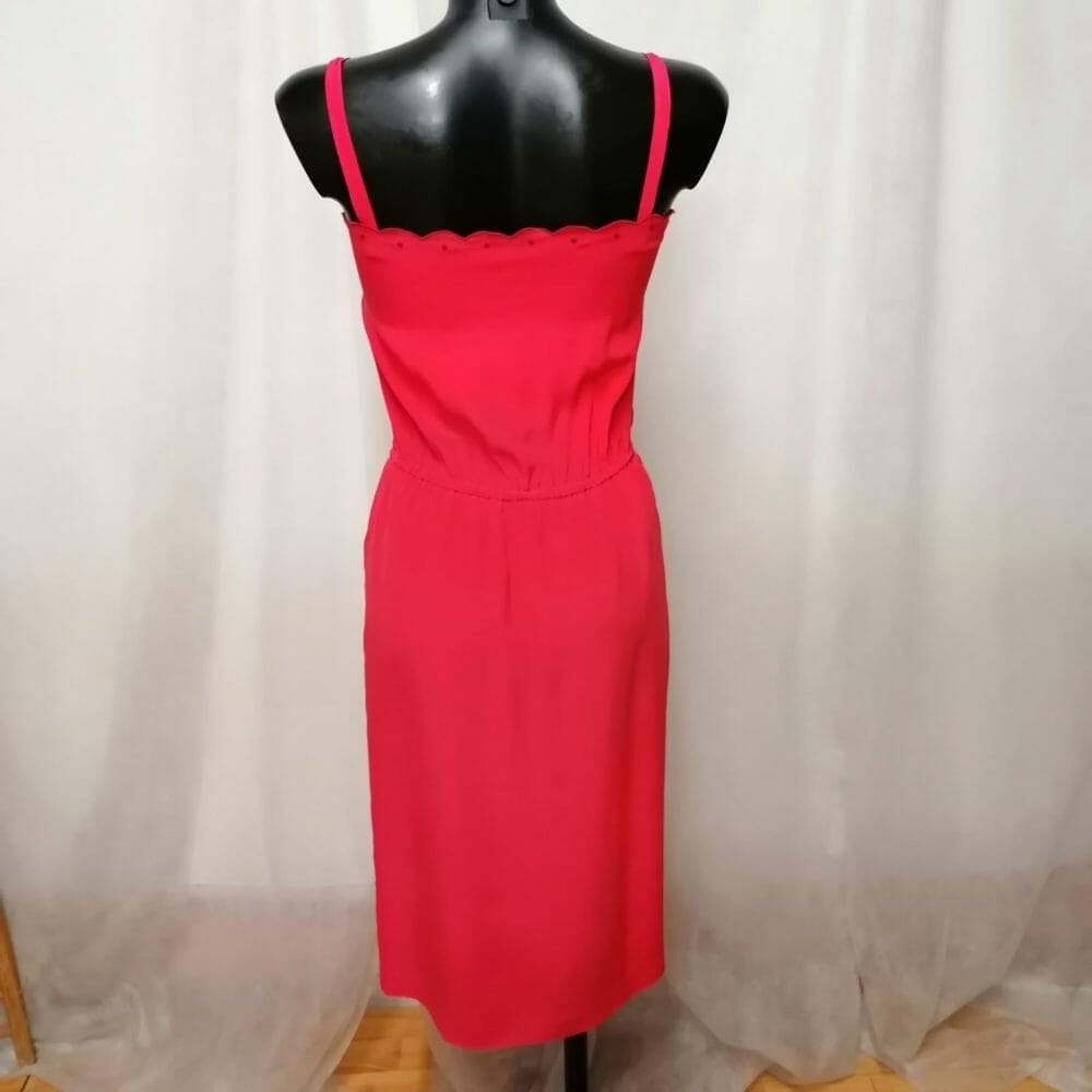 Seta, abito sartoriale ricamato rosso corallo - immagine 6