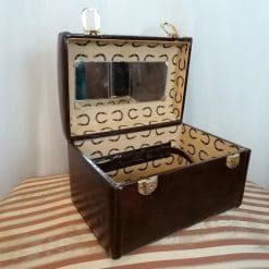 Bauletto beauty in pelle rigido vintage toilette