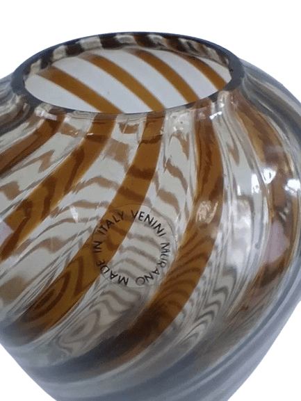 Vaso Venini in vetro a canne policrome ritorte - immagine 2