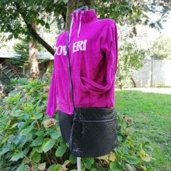 enrico coveri felpa con zip ciniglia rosa