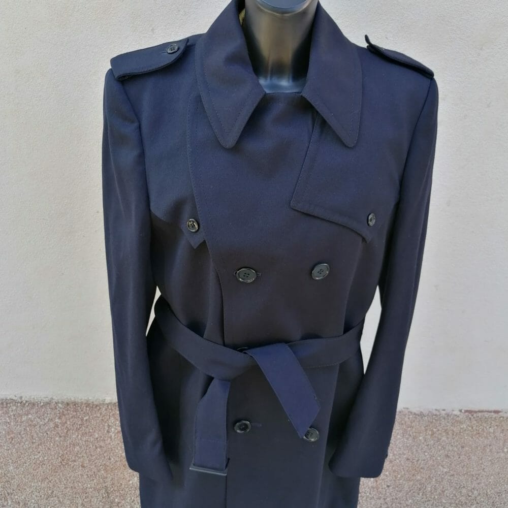 Trench in lana navy, cappotto - immagine 2