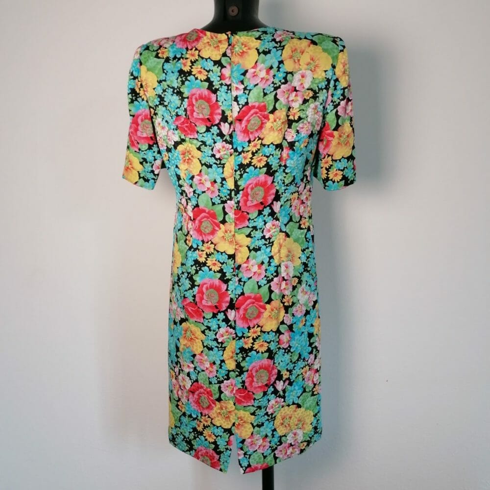 vestito sartoriale in seta a fiori