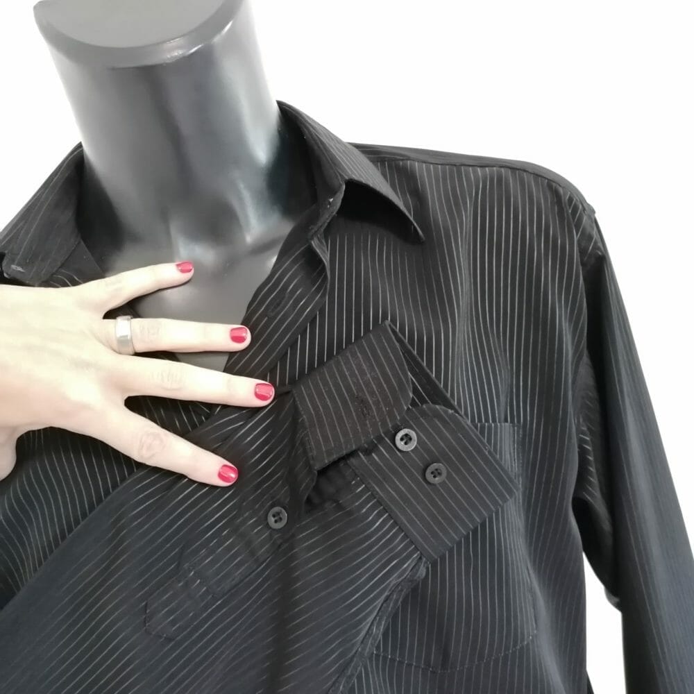 Pura seta camicia da uomo gessata - immagine 5
