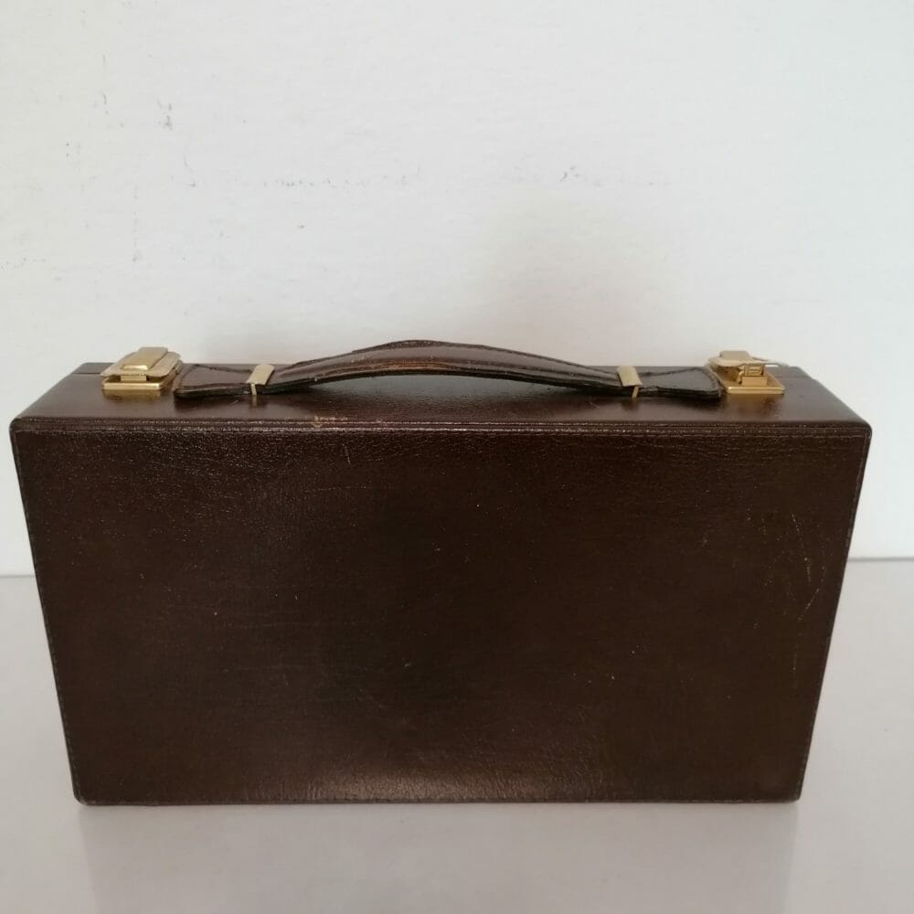 Cofanetto per toilette vintage in pelle scura - immagine 5