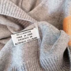 cachemire, cashmere maglione grigio con rombi arancioni