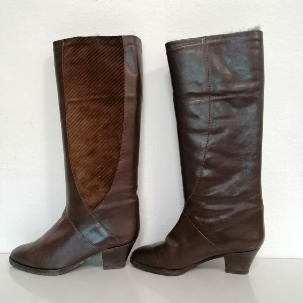 stivali in pelle con vera pelliccia