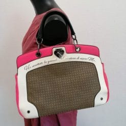 le pandorine borsa in ecopelle bianca e rosa