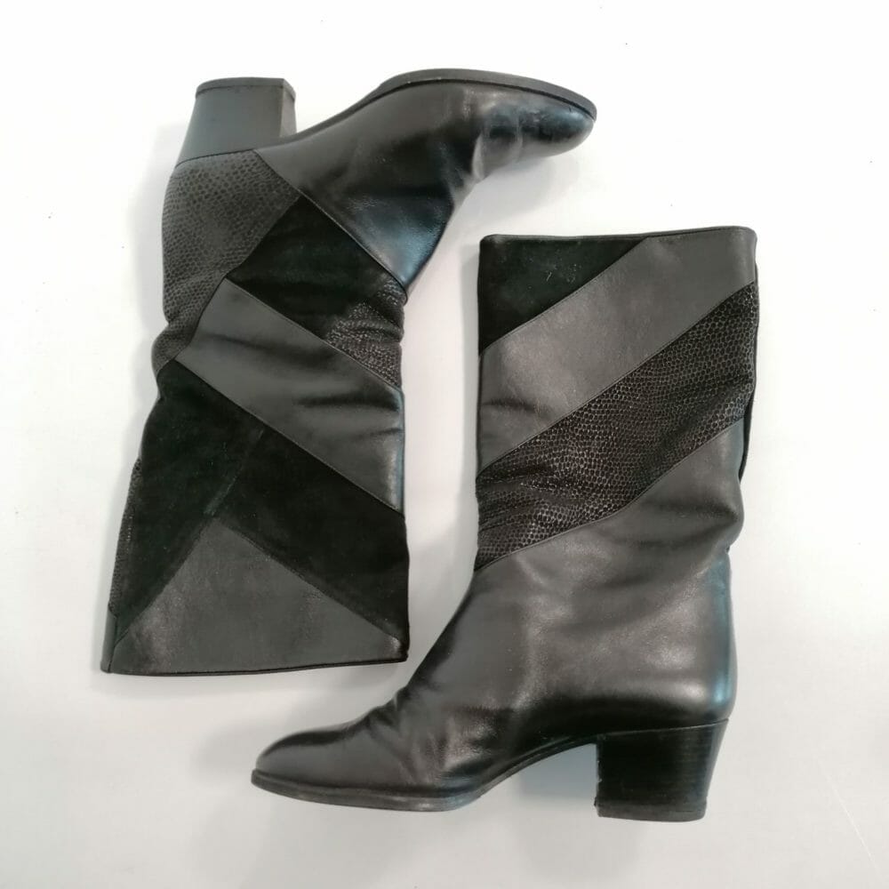 stivali in pelle tacco quadrato