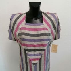 vestito lino a righe vintage
