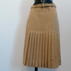 gonna a pieghe beige con cintura