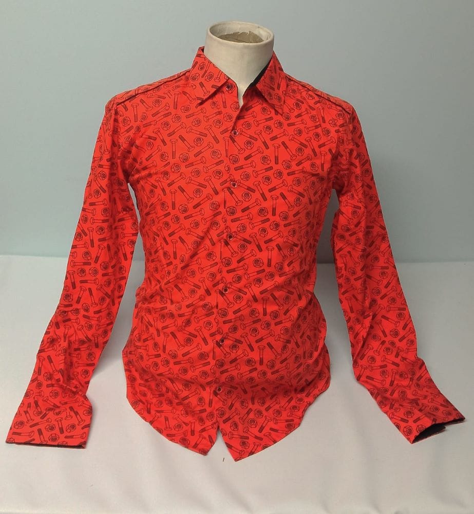 BAISAP-Camicia Arancione con motivo viti e bulloni
