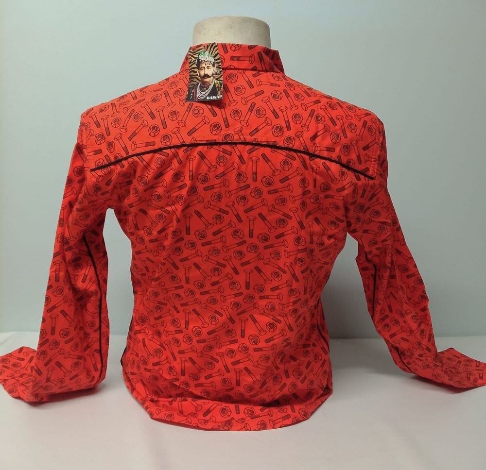 BAISAP-Camicia Arancione con motivo viti e bulloni - immagine 3