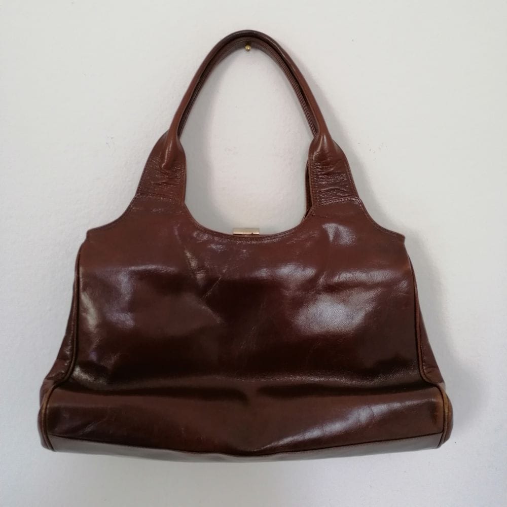 Borsa in pelle marrone vintage - immagine 2